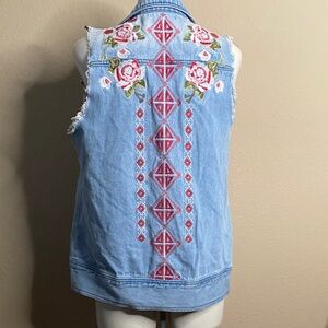 ANDREE BY UNIT denim embroidered Boho hippie vest M